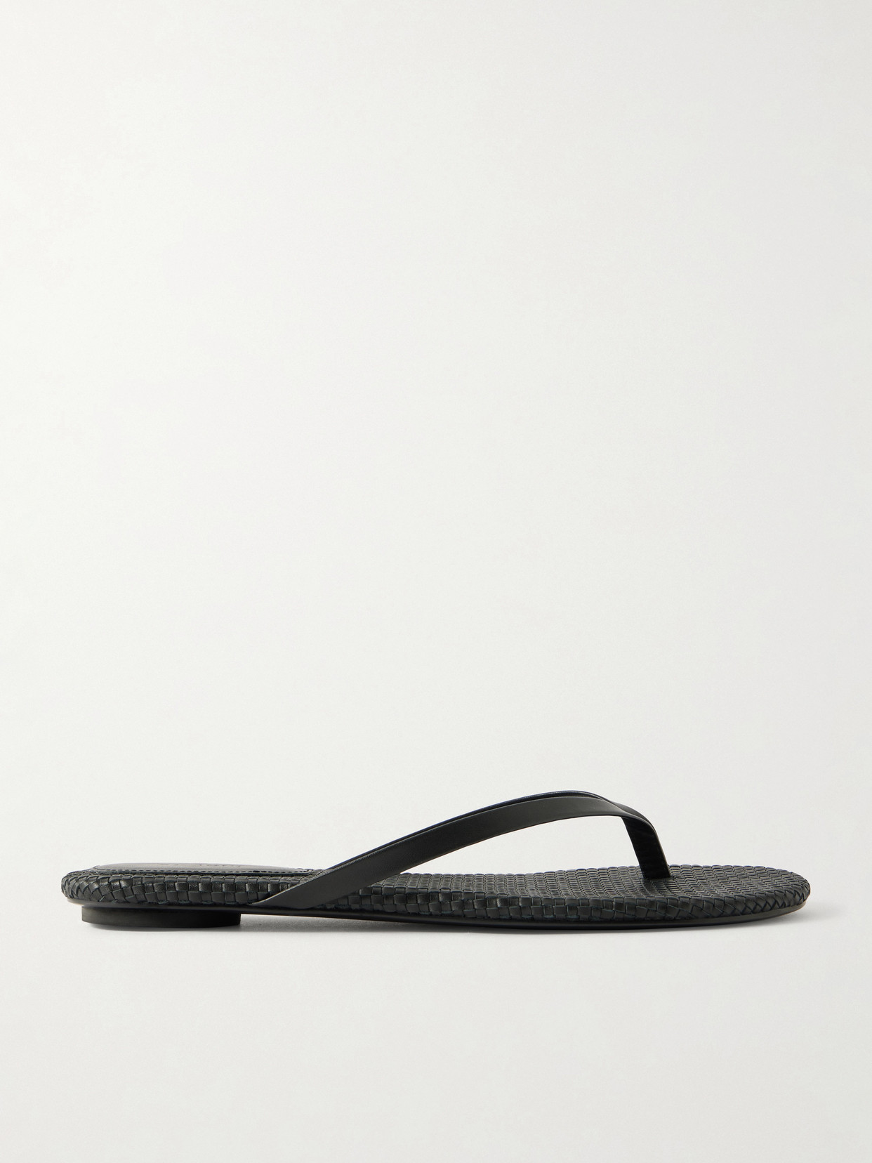 St Agni Suede Woven Flip Flop In Black