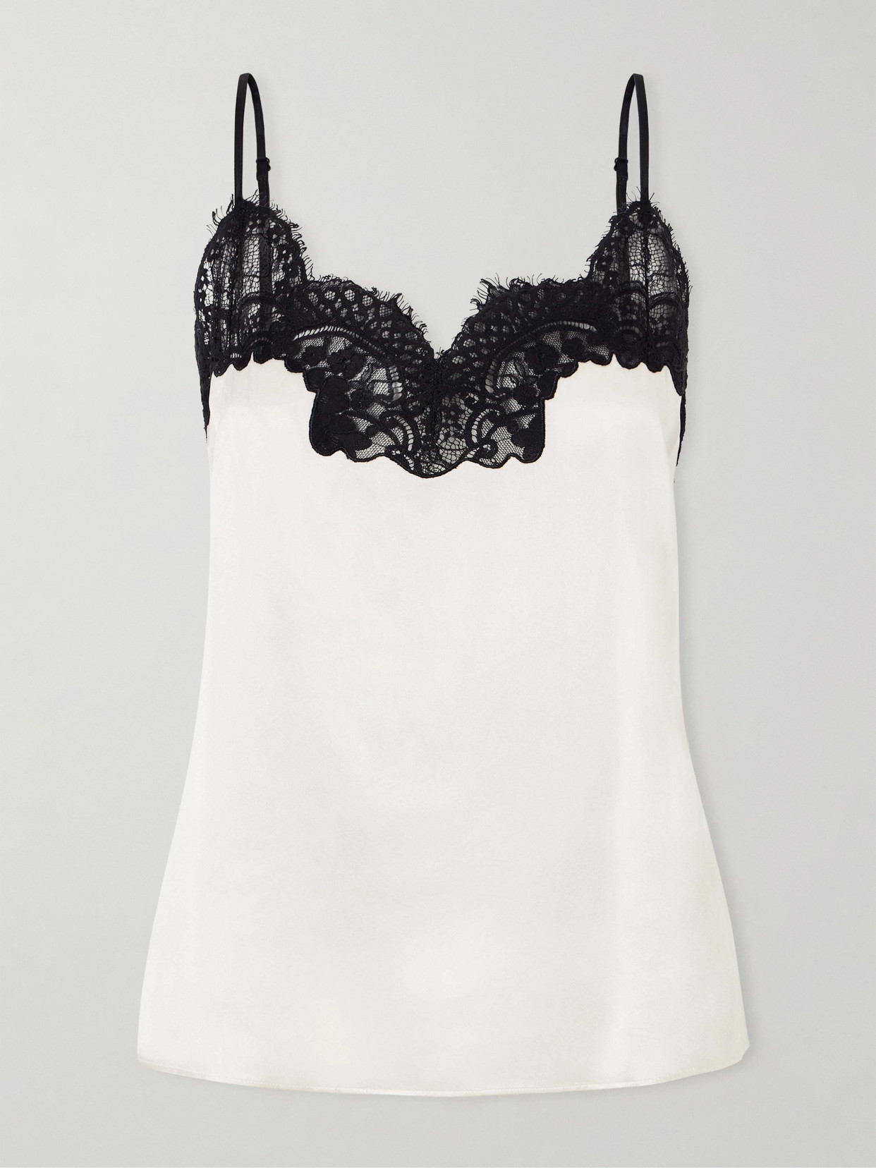 Co Rded Lace-trimmed Silk-satin Camisole In White