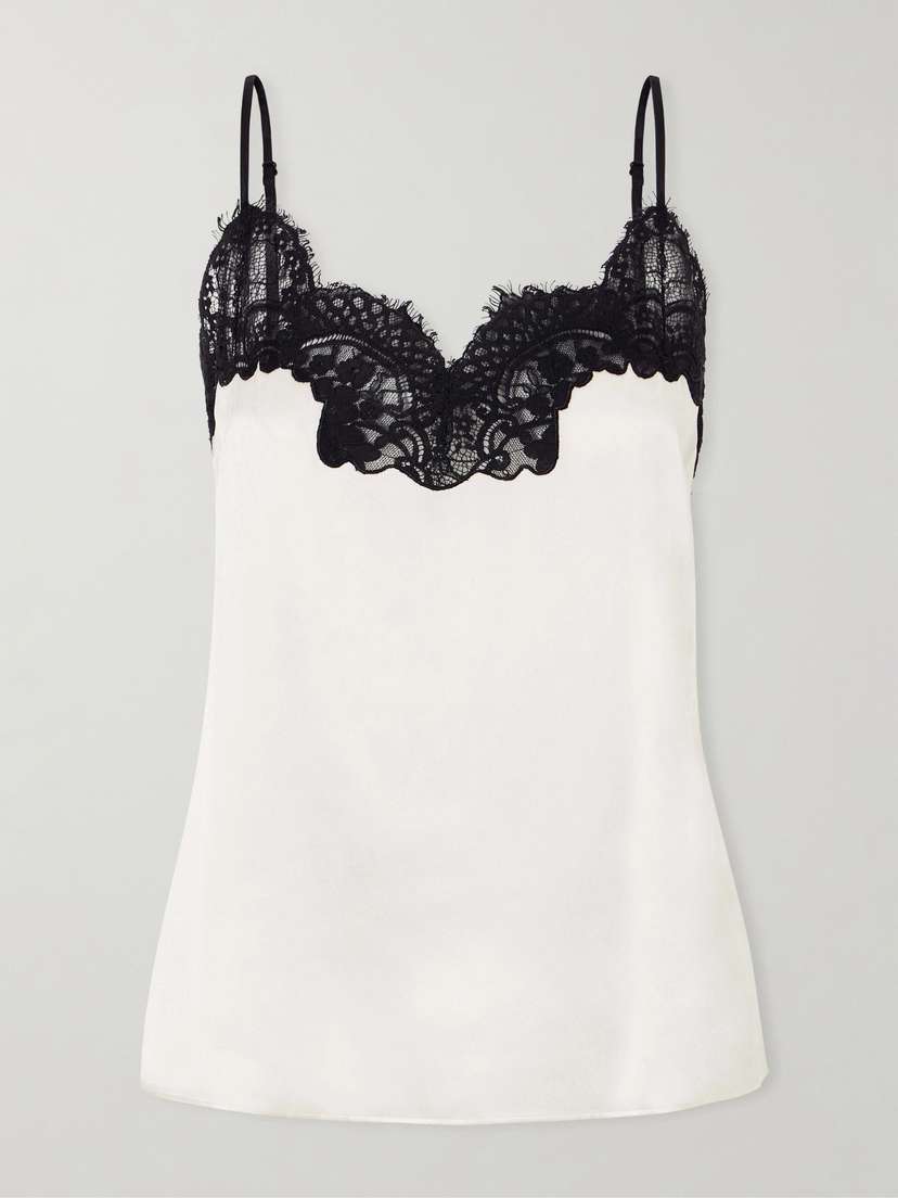 Co rded Lace-trimmed Silk-satin Camisole