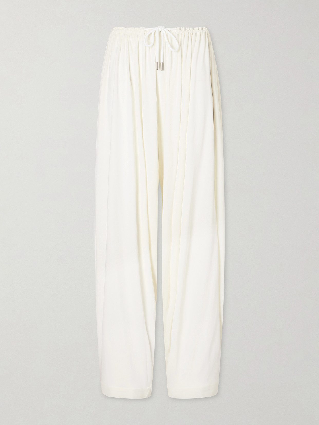 Co Gathered Satin Wide-leg Pants In Neutral