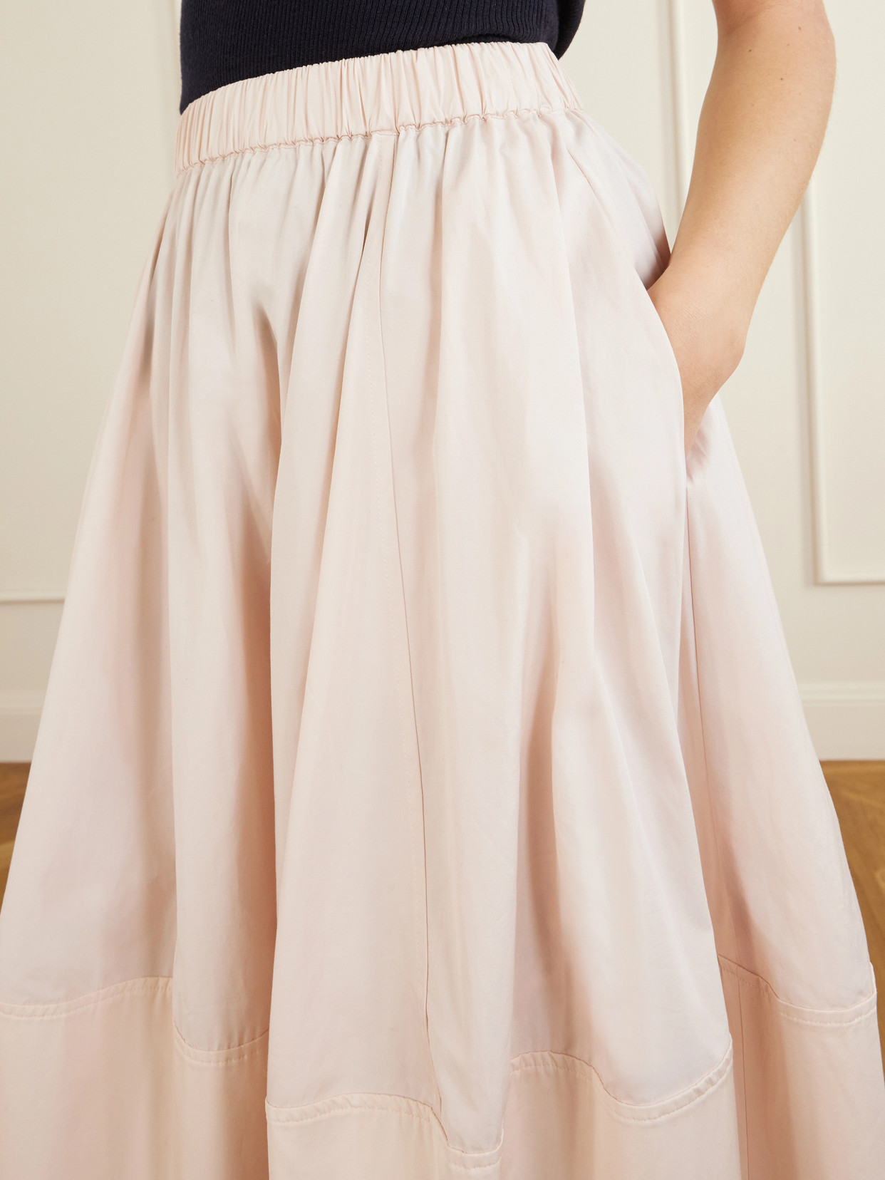 Bubble Paneled Cotton-Poplin Midi