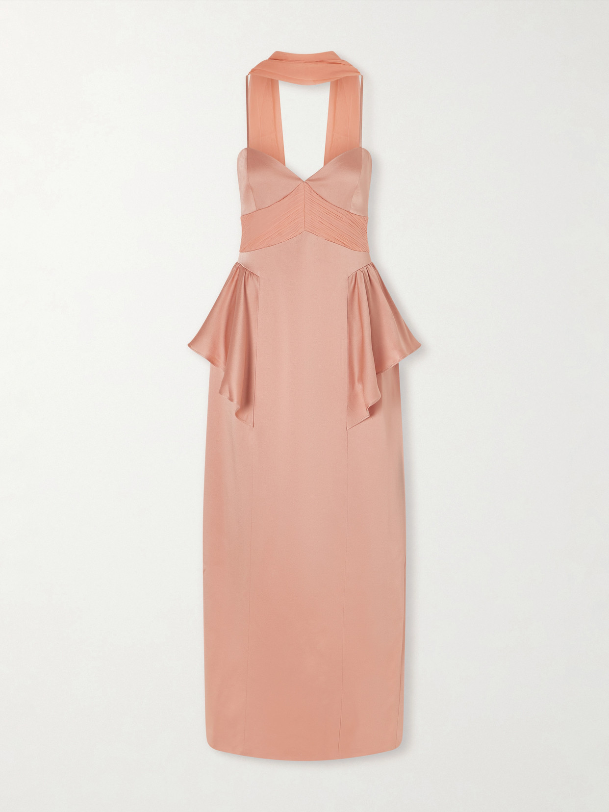 Violante Nessi Newton Scarf-detailed Silk Crepon-trimmed Cady Gown In Pink