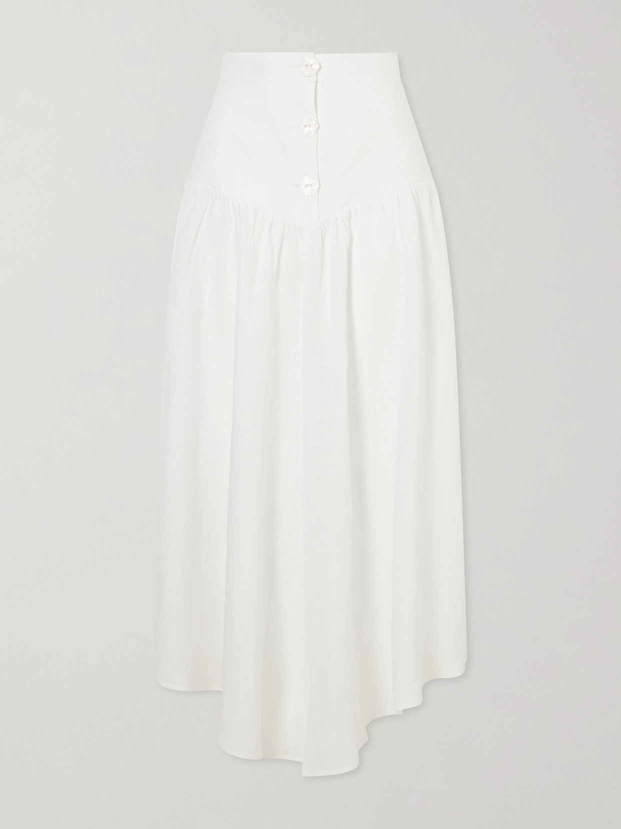 Violante Nessi Morocco Gathered Linen Maxi Skirt In White