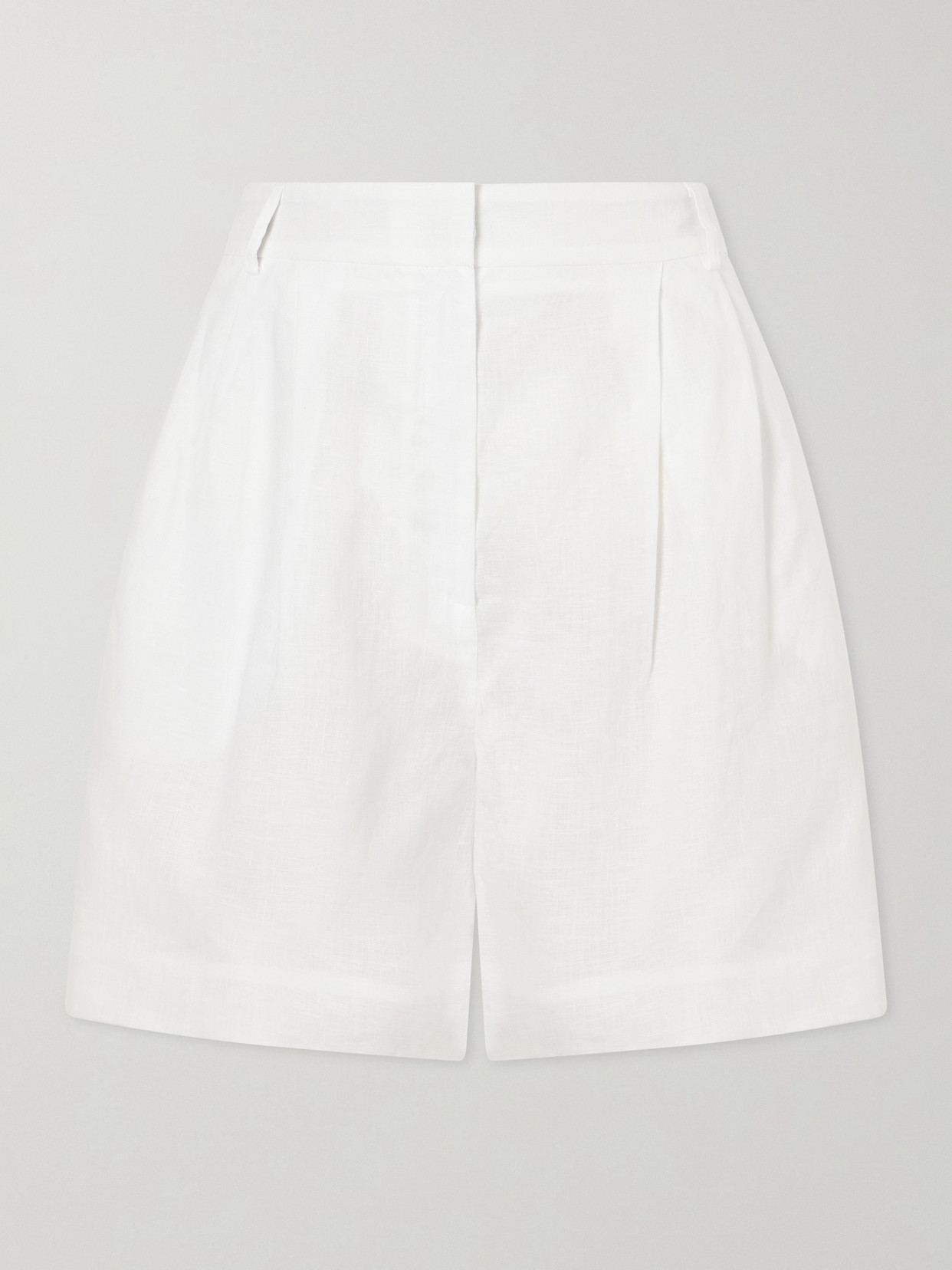 Violante Nessi Sherman Belted Pleated Linen Shorts In Neutral