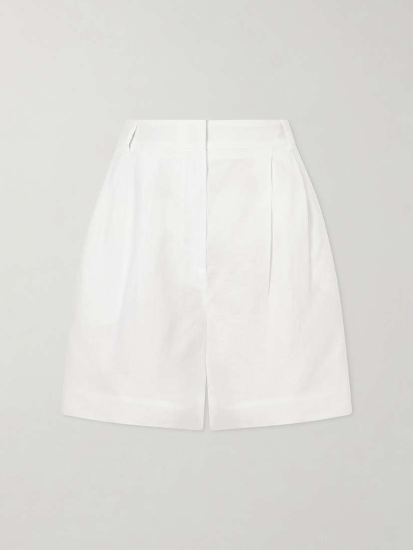 VIOLANTE NESSI Sherman Belted Pleated Linen Shorts