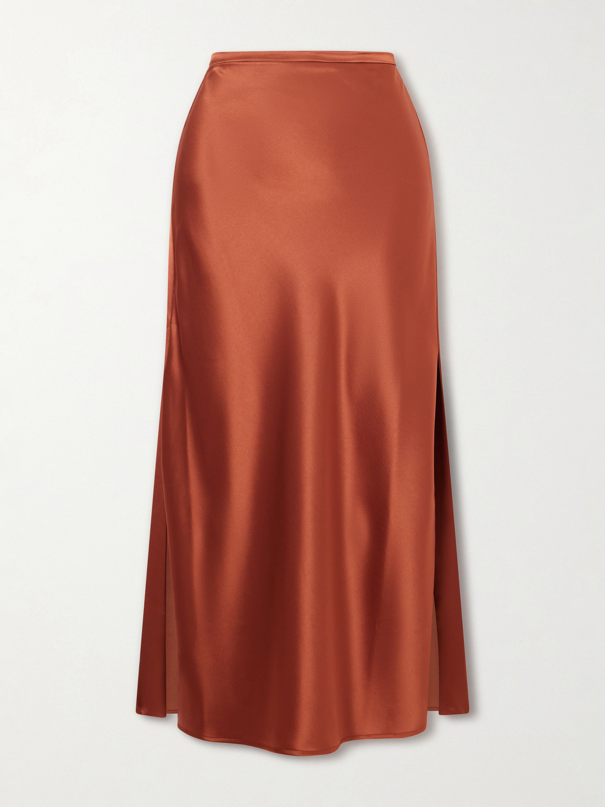 Violante Nessi Goya Satin Midi Skirt In Brown
