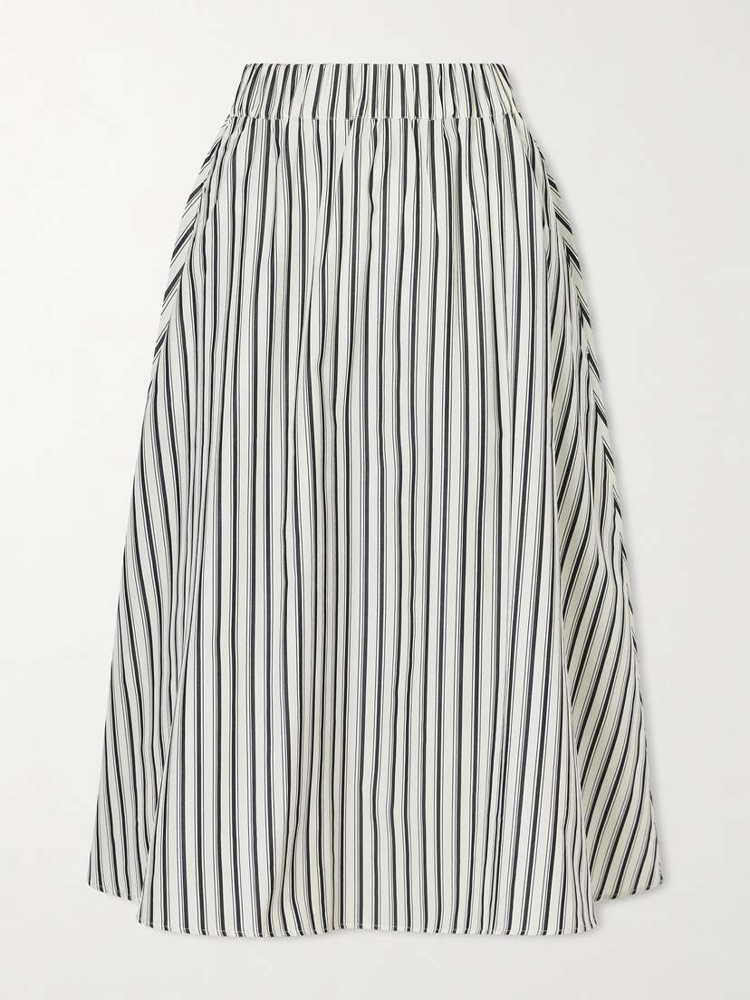 Maria McManus Striped Organic Cotton-poplin Midi Skirt