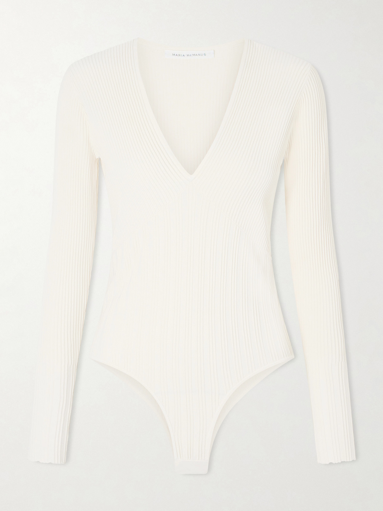 Maria Mcmanus Recycled Ribbed-knit Bodysuit In White