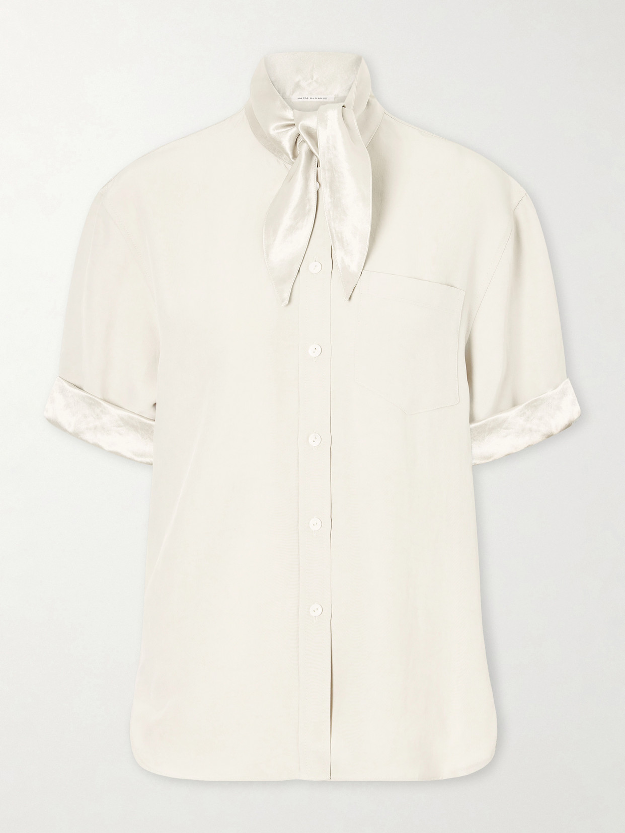 Maria Mcmanus Tie-detailed Sateen-trimmed Crepe Shirt In White