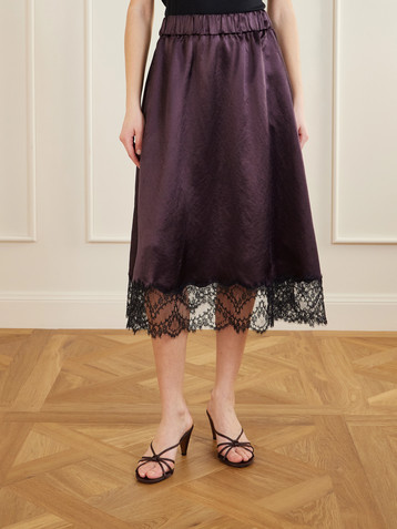 MARIA MCMANUS Circle lace-trimmed sateen midi skirt