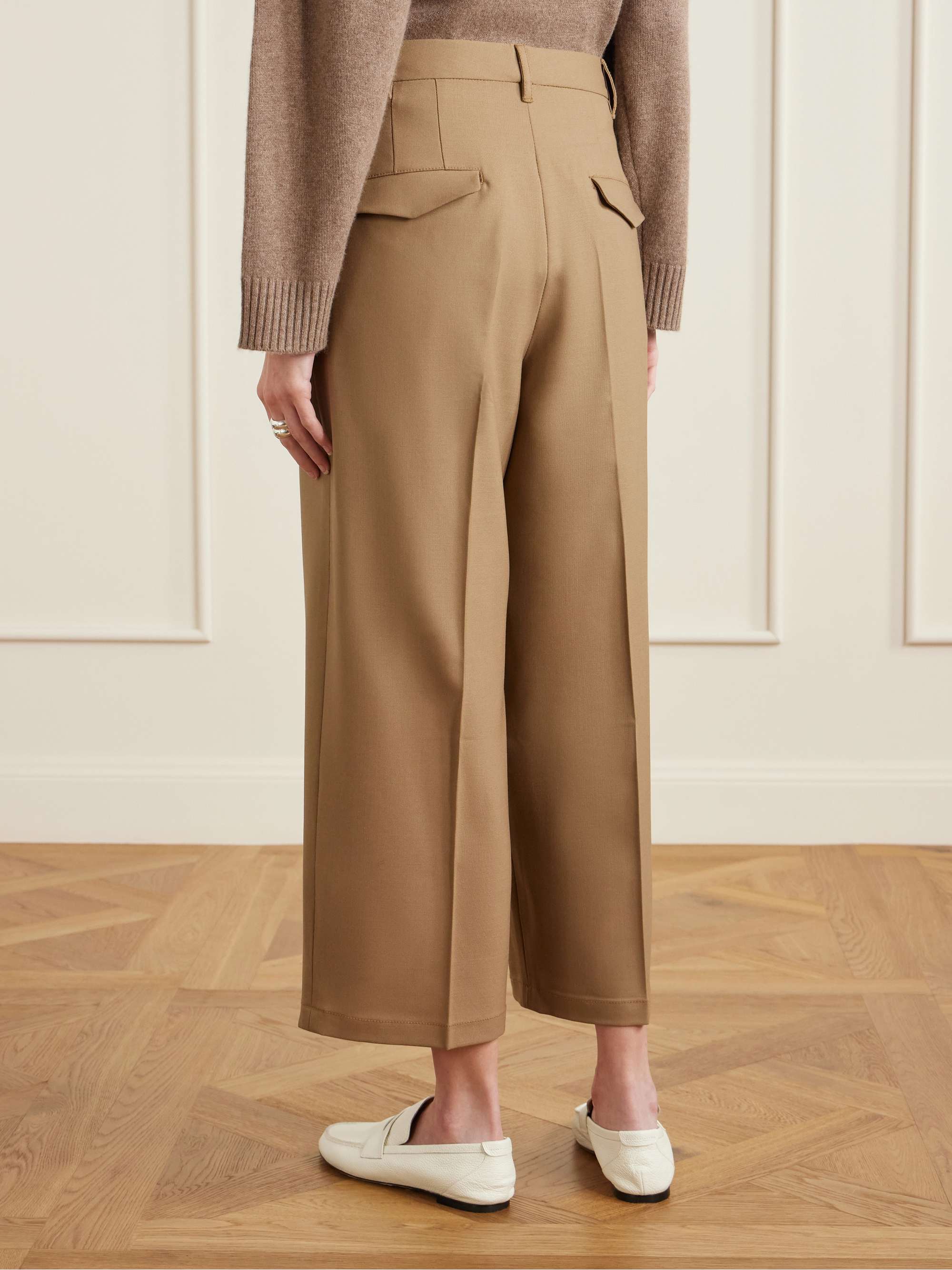 MARIA MCMANUS Cropped pleated wool-blend wide-leg pants | NET-A-PORTER