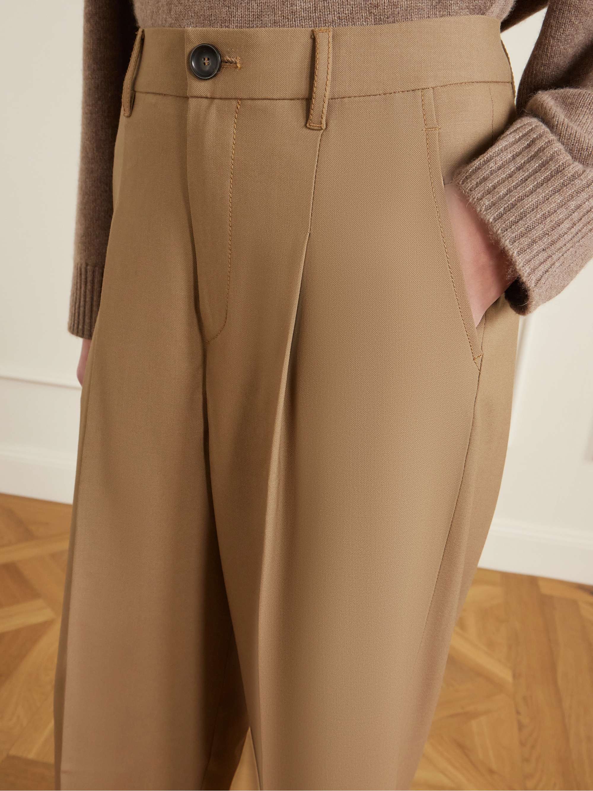 MARIA MCMANUS Cropped pleated wool-blend wide-leg pants | NET-A-PORTER