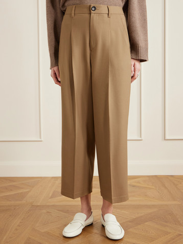 MARIA MCMANUS Cropped pleated wool-blend wide-leg pants