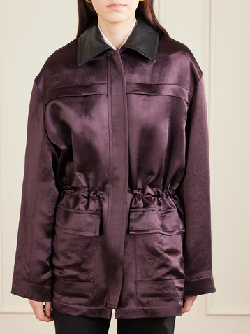 MARIA MCMANUS Leather-trimmed sateen jacket