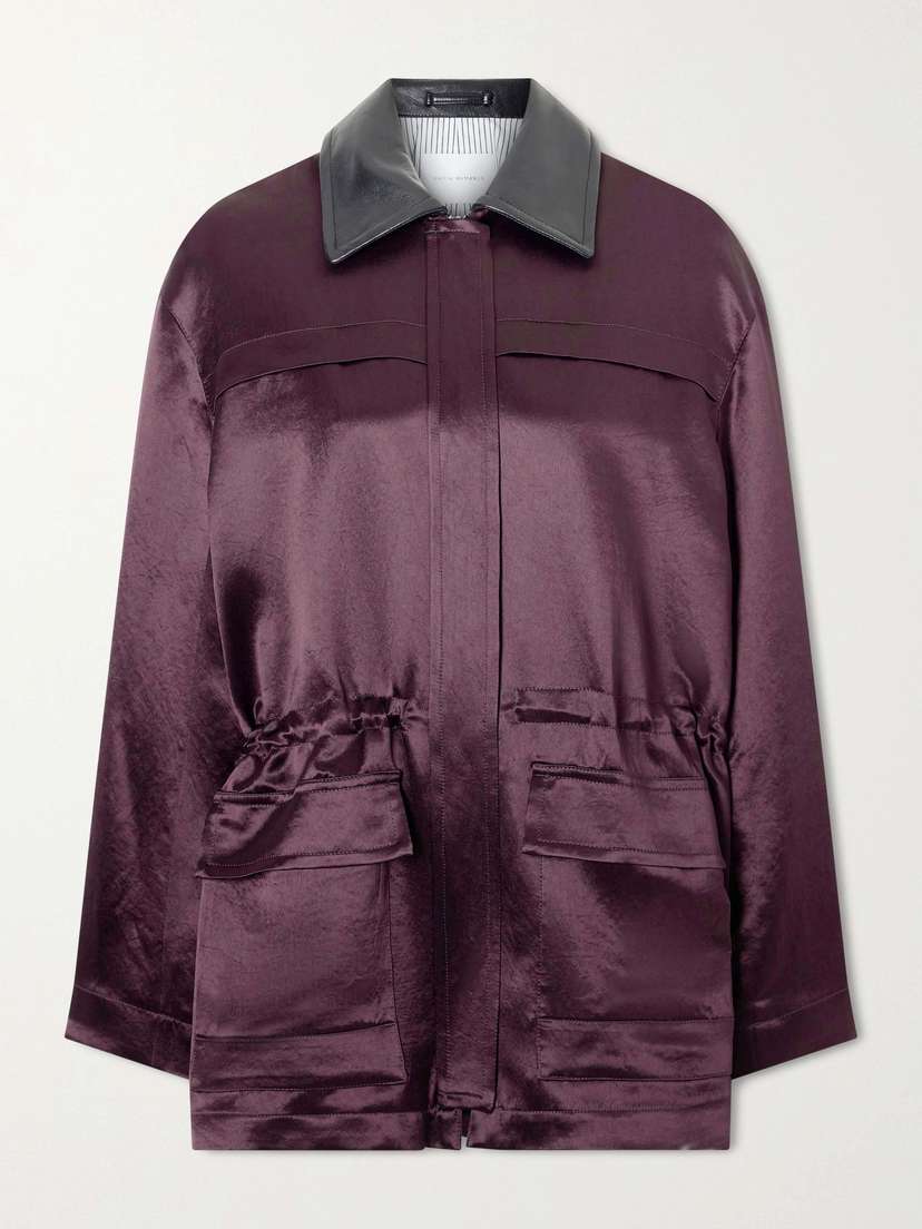 Maria McManus Leather-trimmed Sateen Jacket