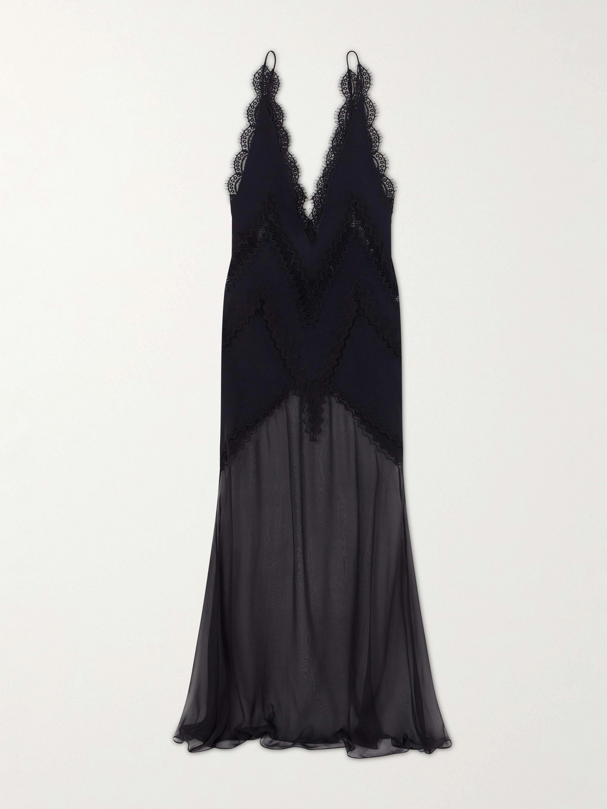 Tom Ford Enverse Lace-trimmed Satin Maxi Dress In Black
