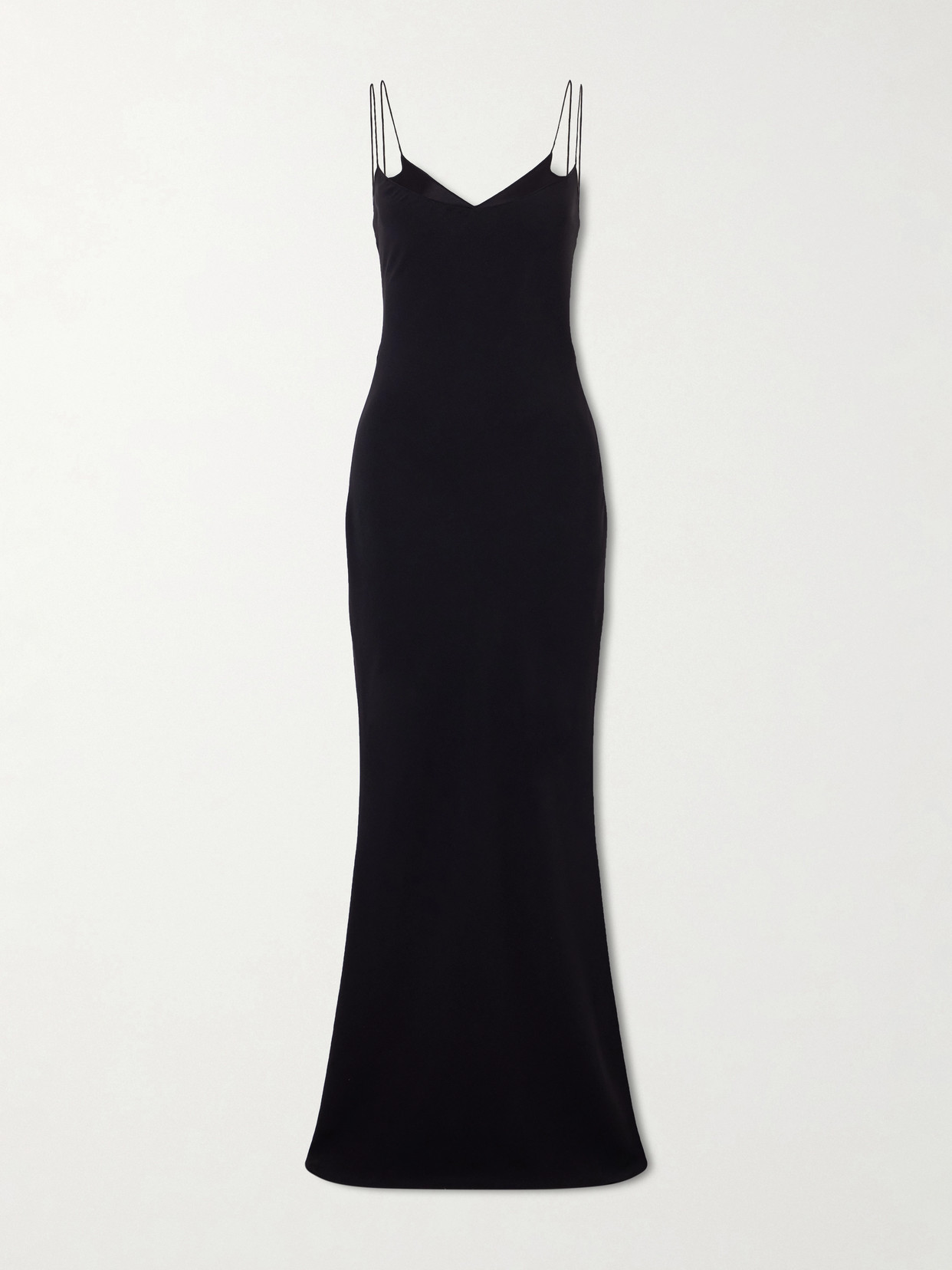 Satin-Trimmed Crepe Midi Dress