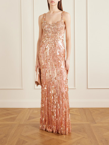Jenny Packham Da Vinci crystal-embellished sequined tulle gown