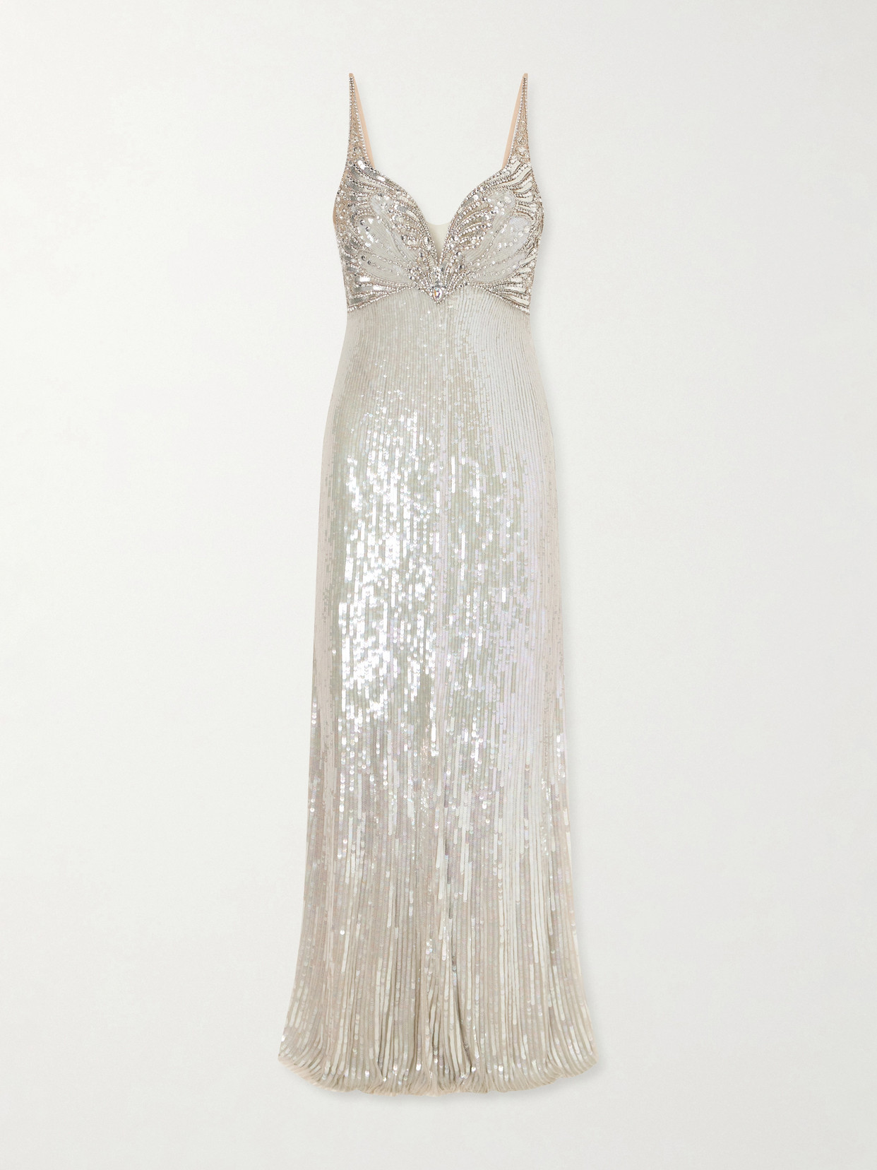 Jenny Packham Crystal-embellished Sequined Tulle Gown In White