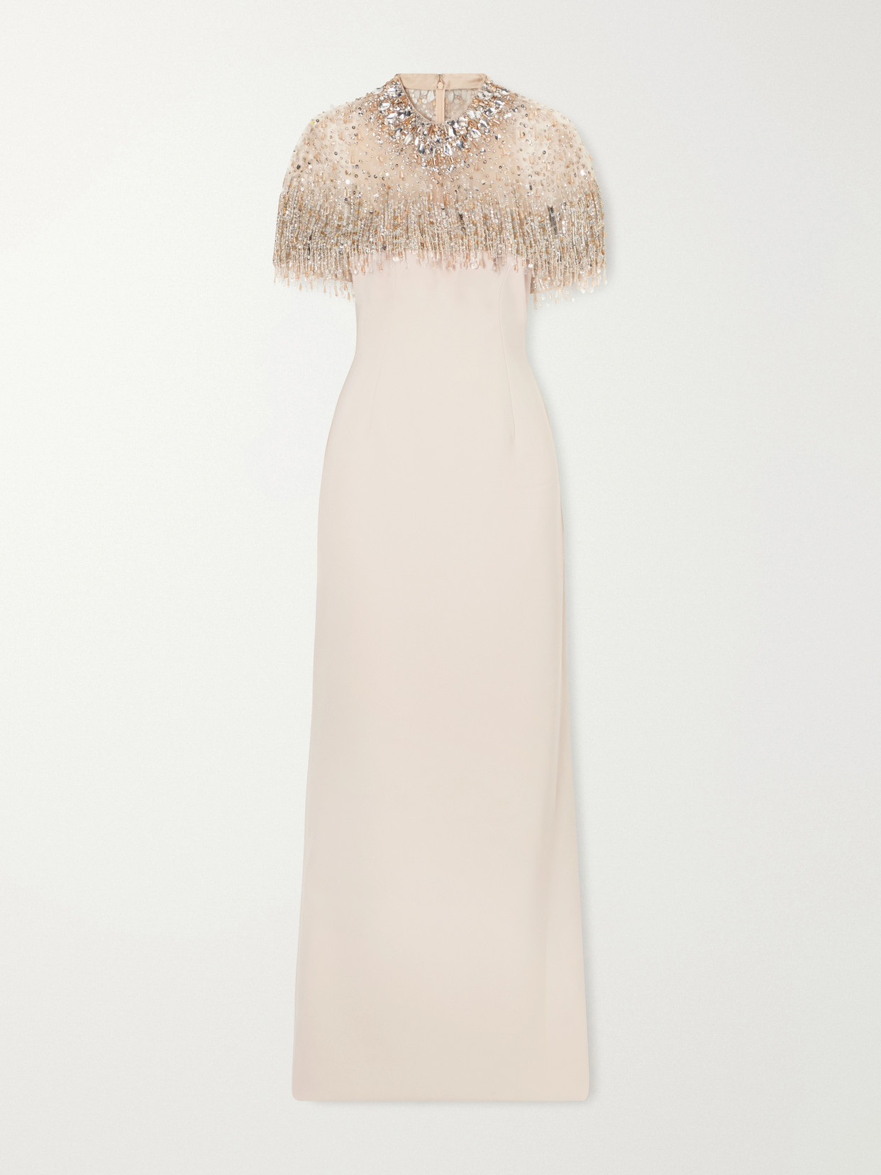Jenny Packham Livia Cape-effect Embellished Tulle Gown In Pink