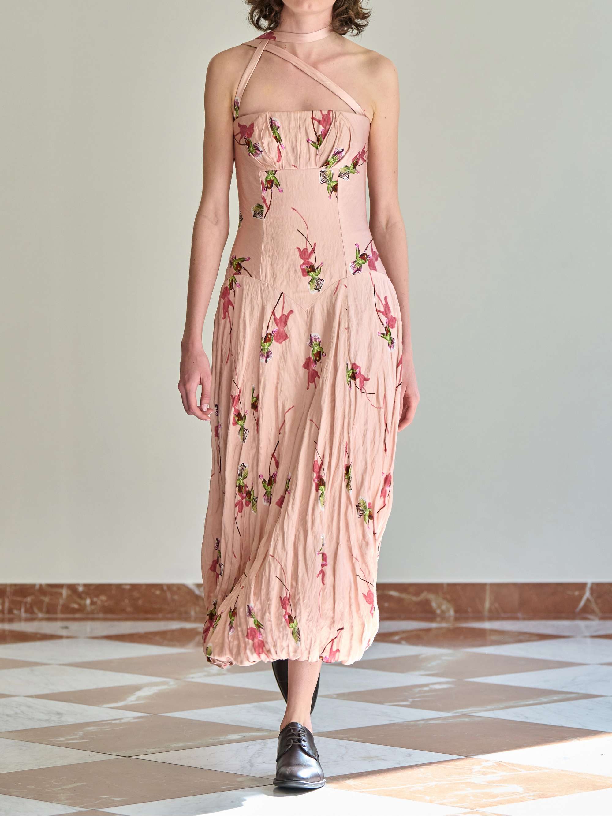 タグ付未使用品✨エステラケー Paloma Belted Long Dress EMILIA WICKSTEAD Printed crinkle-satin midi dress | NET-A-PORTER