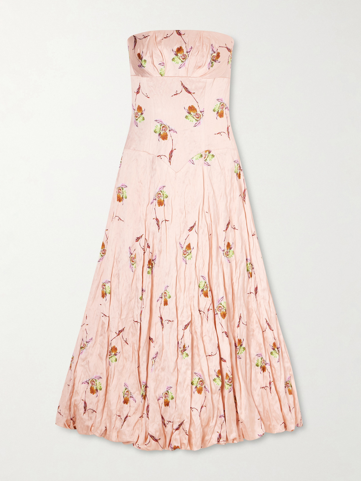 Emilia Wickstead Printed Crinkle-satin Midi Dress In Pink