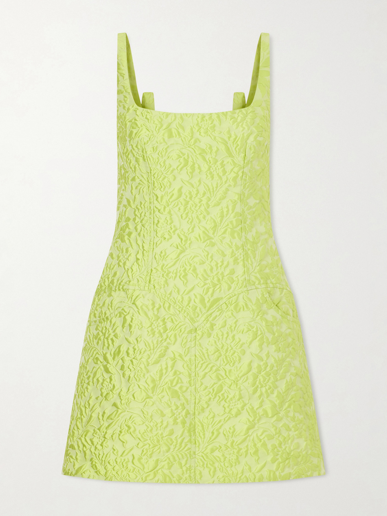 Emilia Wickstead Floral Silk-blend Jacquard Mini Dress In Green