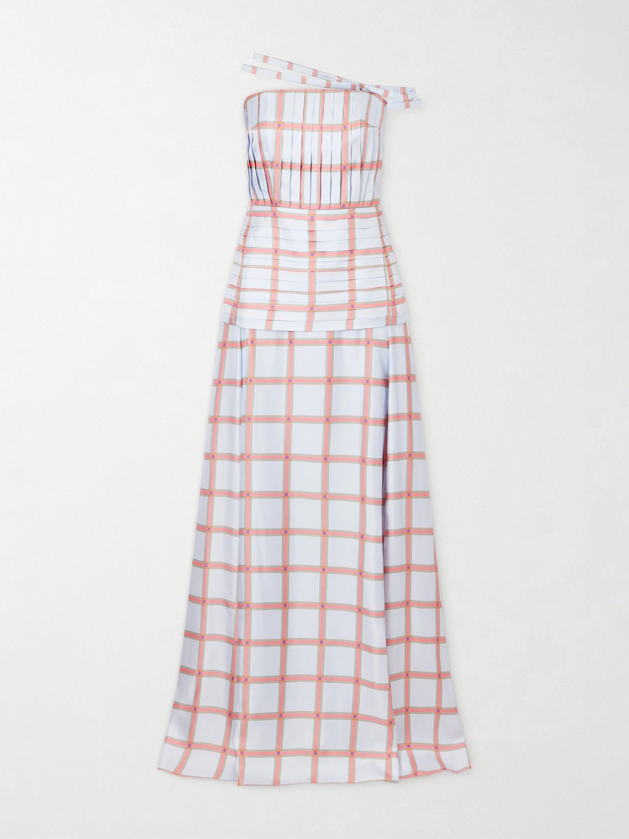 Emilia Wickstead Estella Pleated Checked Silk-twill Gown In Multi