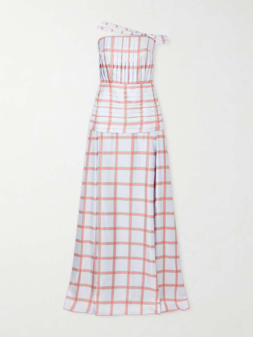 Emilia Wickstead Estella Pleated Checked Silk-twill Gown