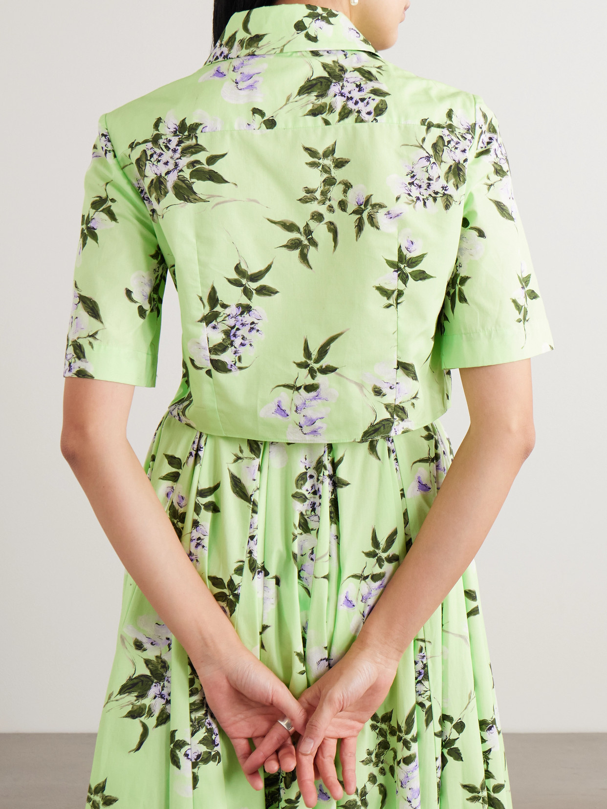 Natalie Cropped Floral-Print Cotton-Poplin Shirt