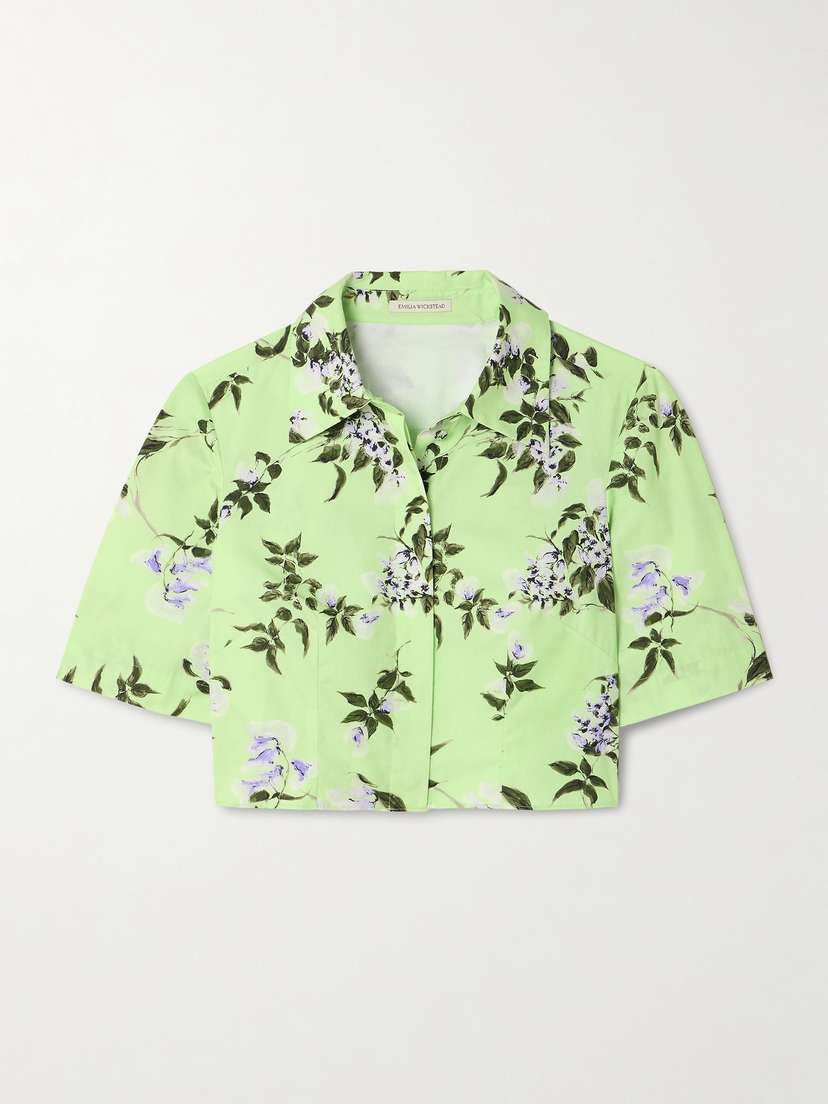 Emilia Wickstead Natalie Cropped Floral-print Cotton-poplin Shirt