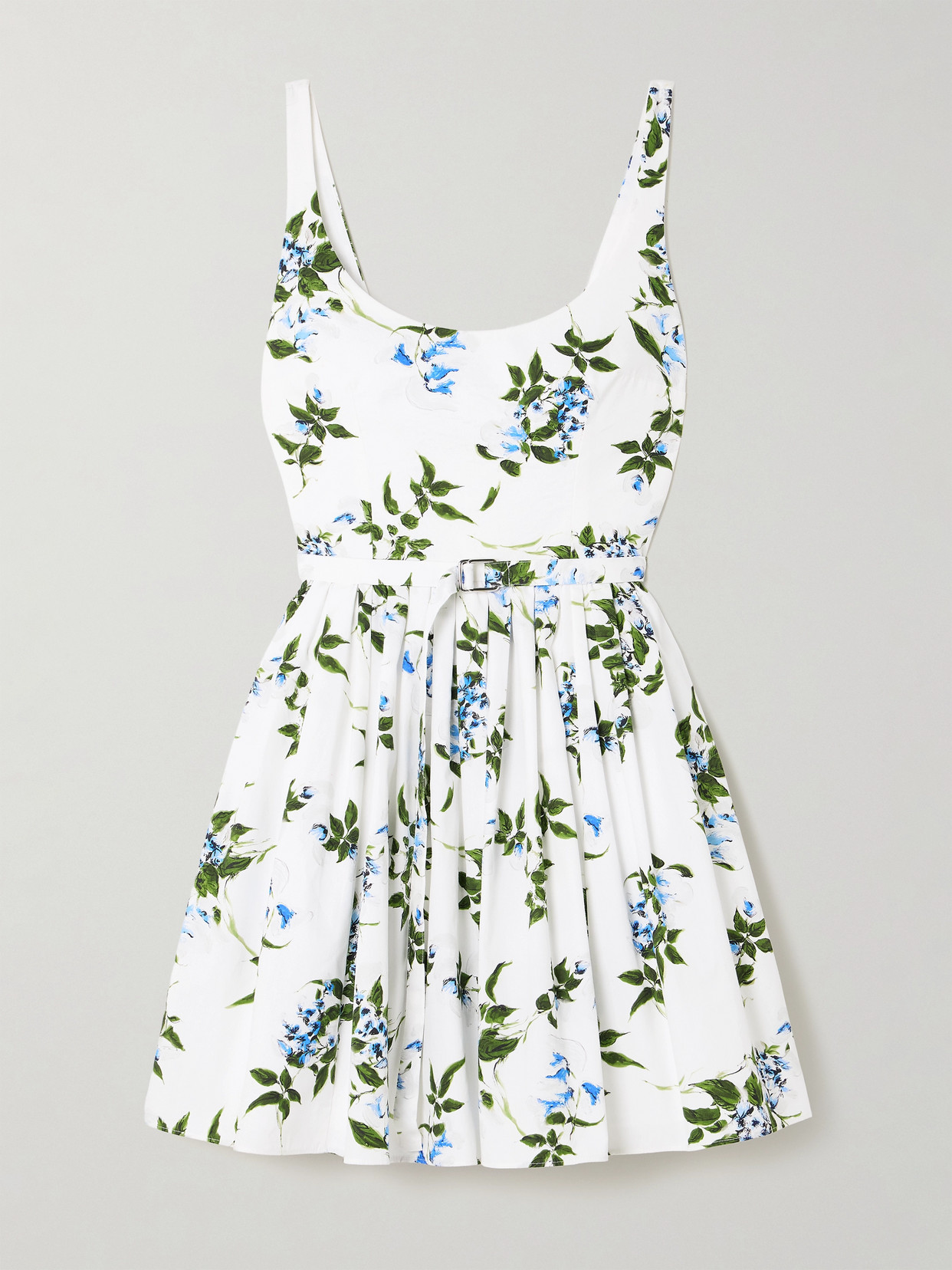 Emilia Wickstead Eglantine Belted Gathered Floral-print Cotton-poplin Mini Dress In White