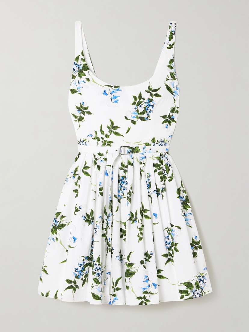 Emilia Wickstead Eglantine Belted Gathered Floral-print Cotton-poplin Mini Dress