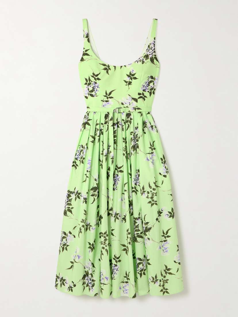 Emilia Wickstead Eglantine Belted Gathered Floral-print Cotton-poplin Midi Dress