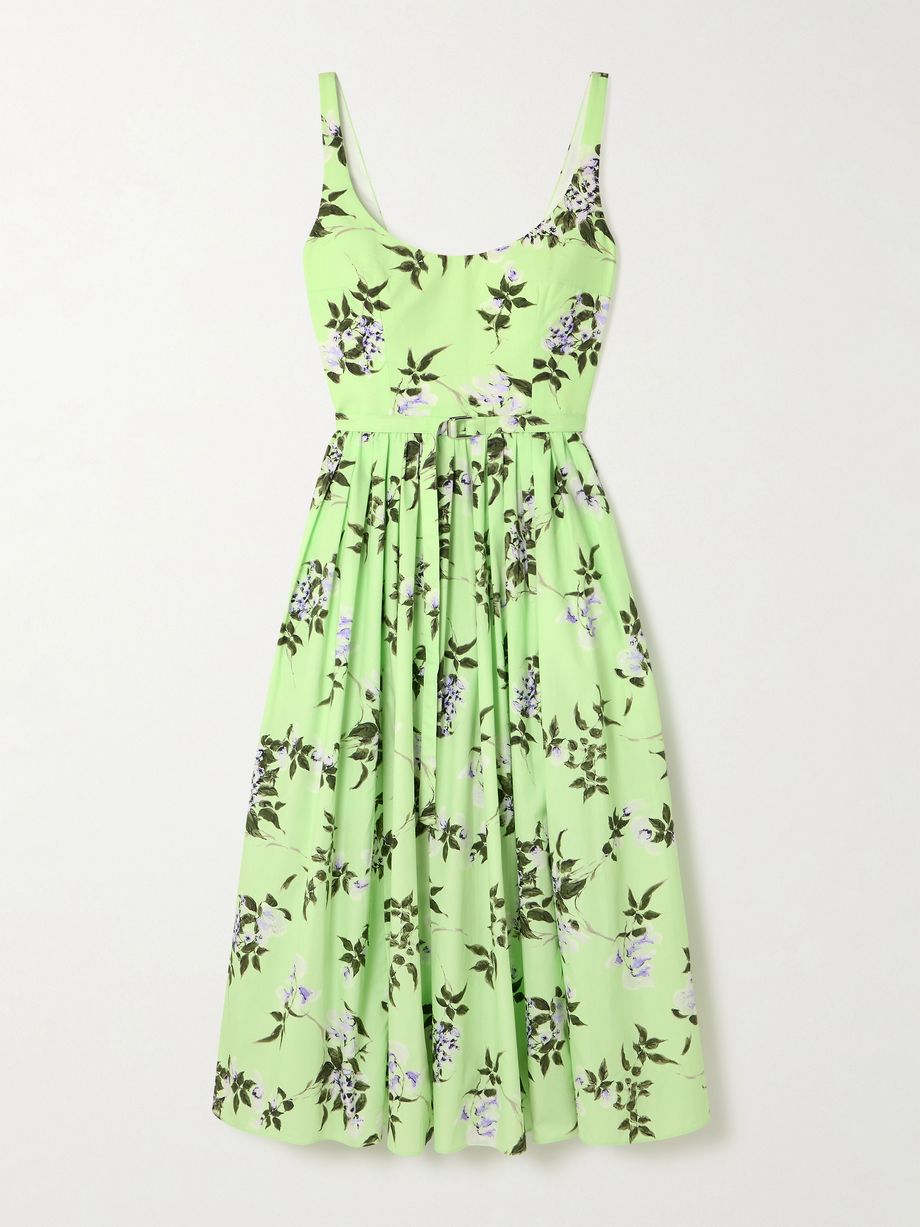 Eglantine belted gathered floral-print cotton-poplin midi dress