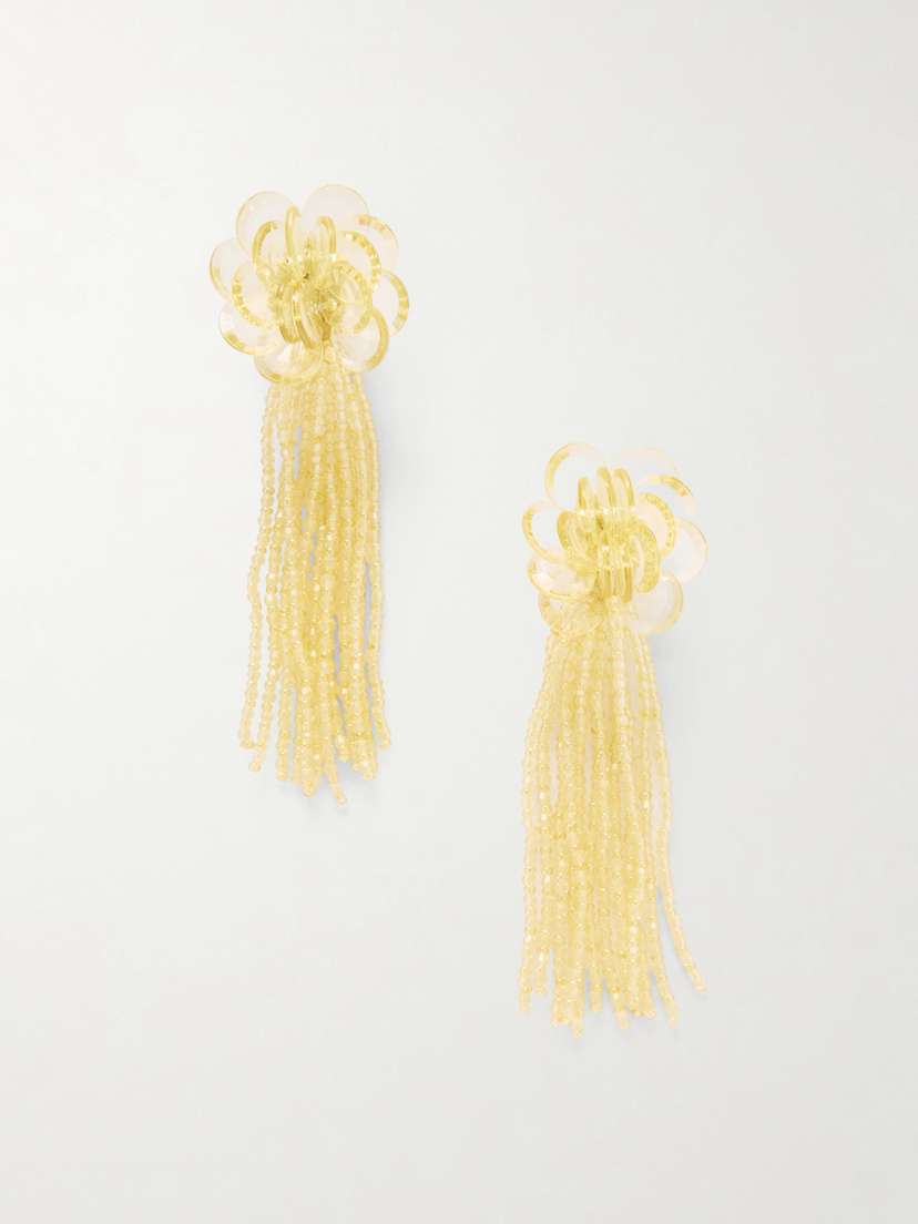 Oscar de la Renta Flower Chandelier Gold-tone Earrings