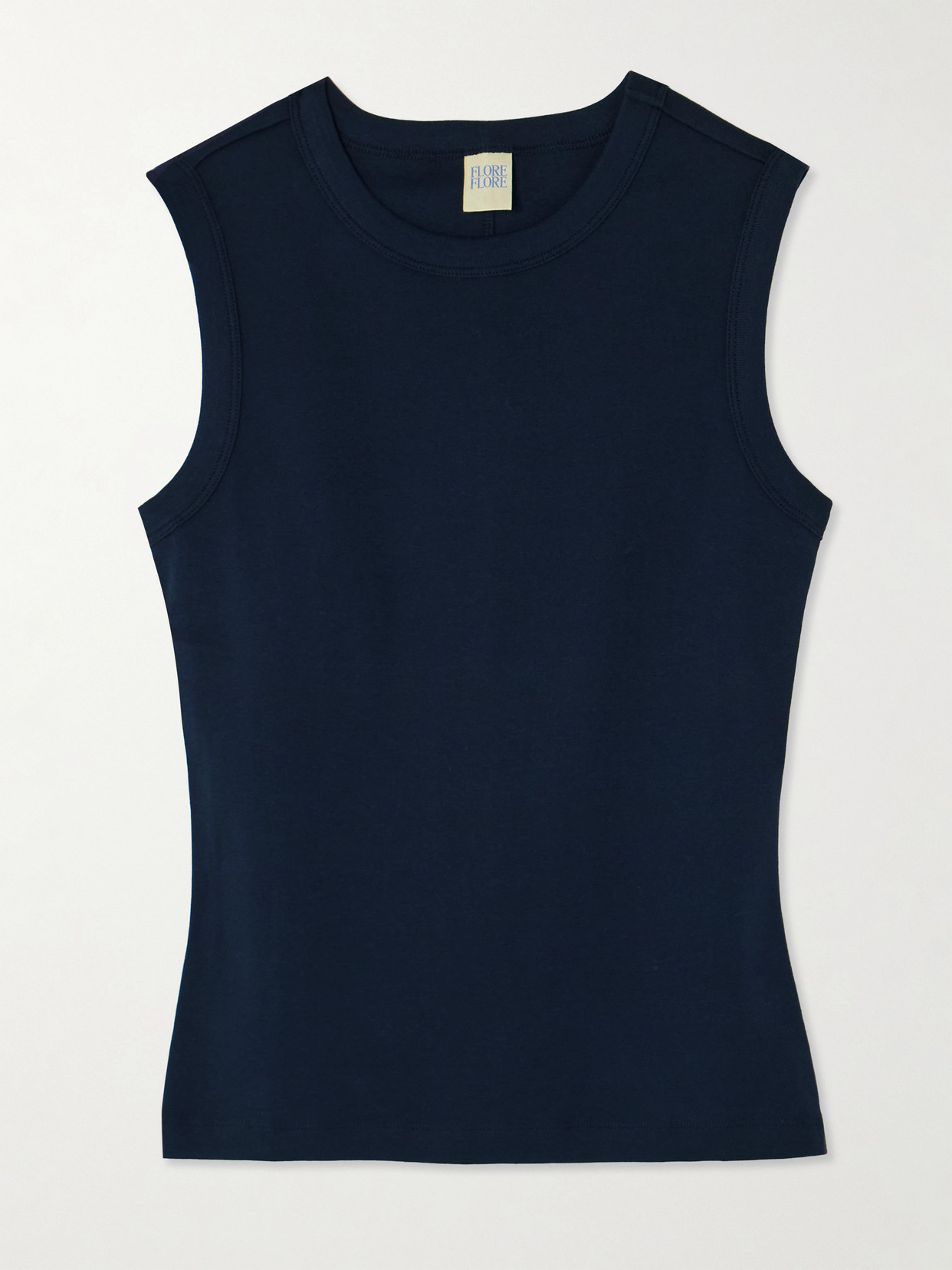 Flore Flore Esmé Ribbed Organic Cotton-jersey Tank In Blue