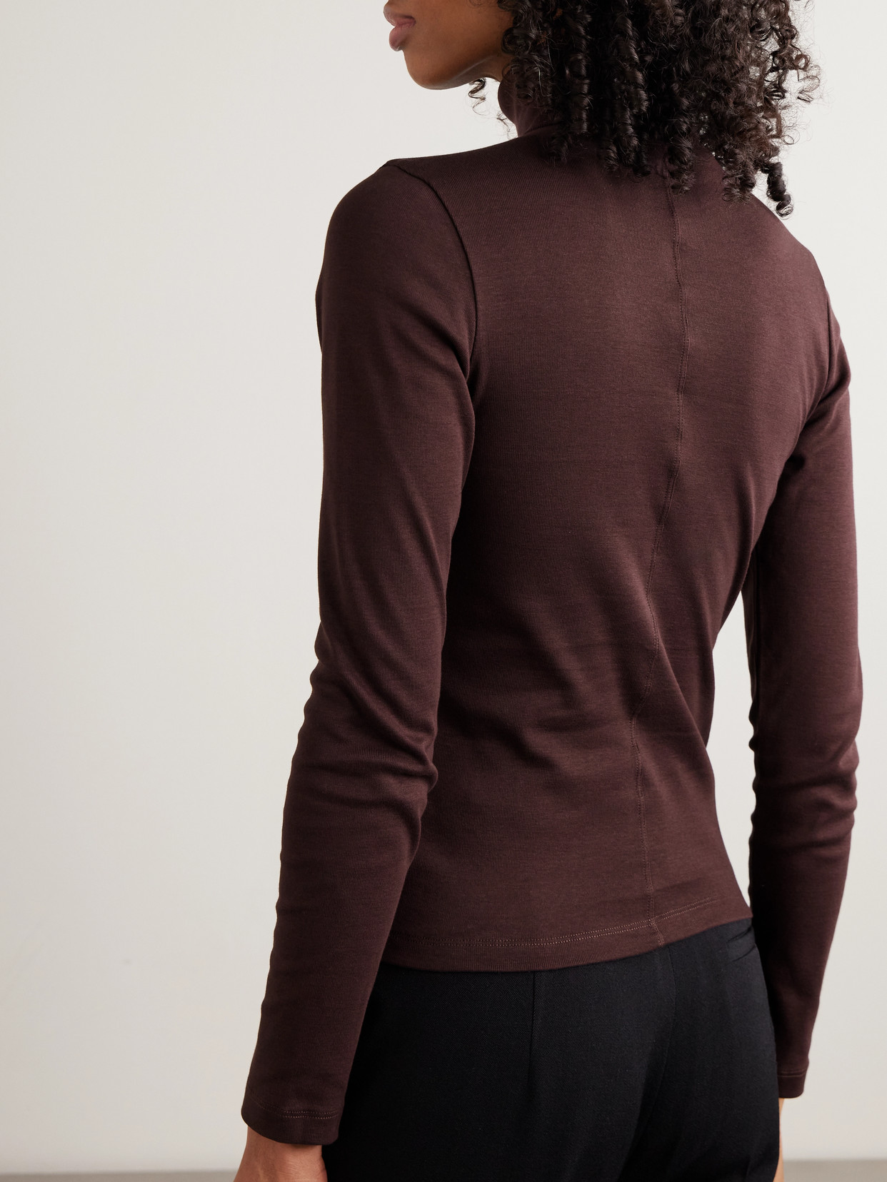 Dinah Ribbed Organic Cotton-Jersey Turtleneck Top