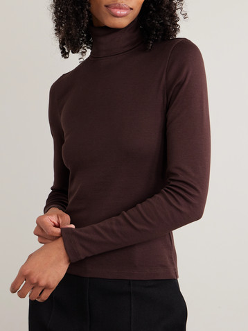 FLORE FLORE Dinah ribbed organic cotton-jersey turtleneck top