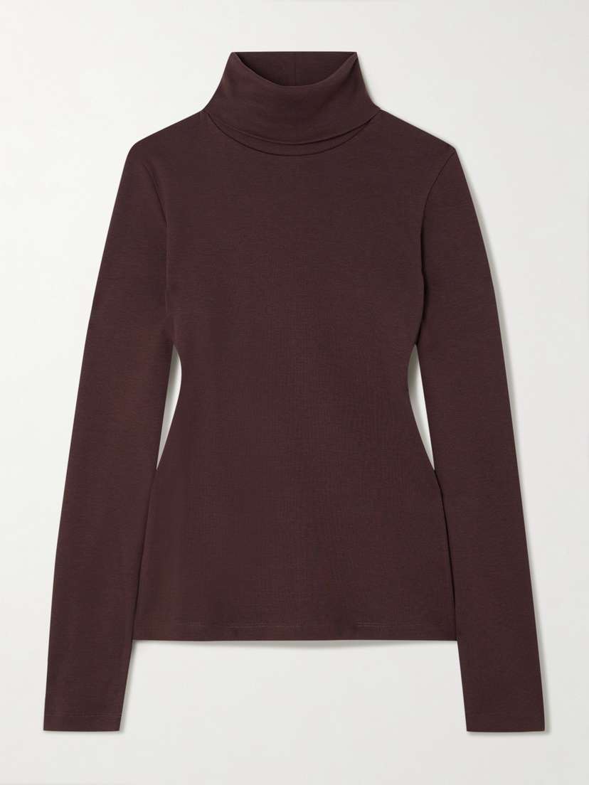 FLORE FLORE Dinah Ribbed Organic Cotton-jersey Turtleneck Top