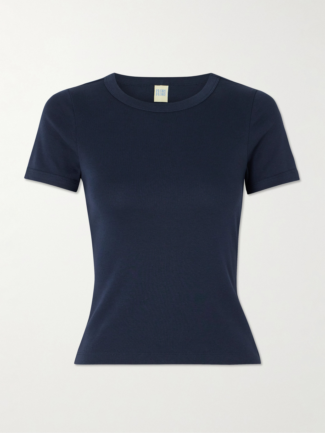 Flore Flore Car Ribbed Organic Cotton-jersey T-shirt In Blue