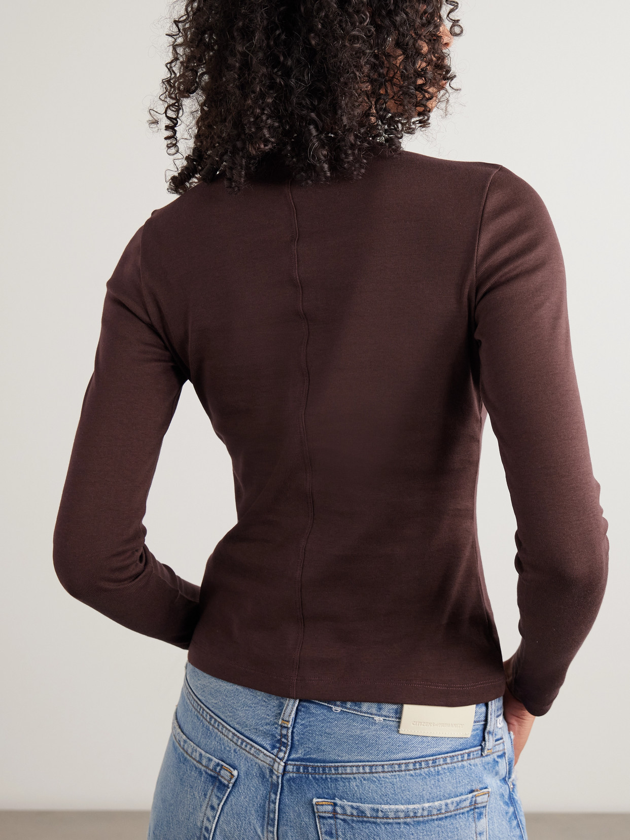 Jess Ribbed Organic Cotton-Jersey Henley Top
