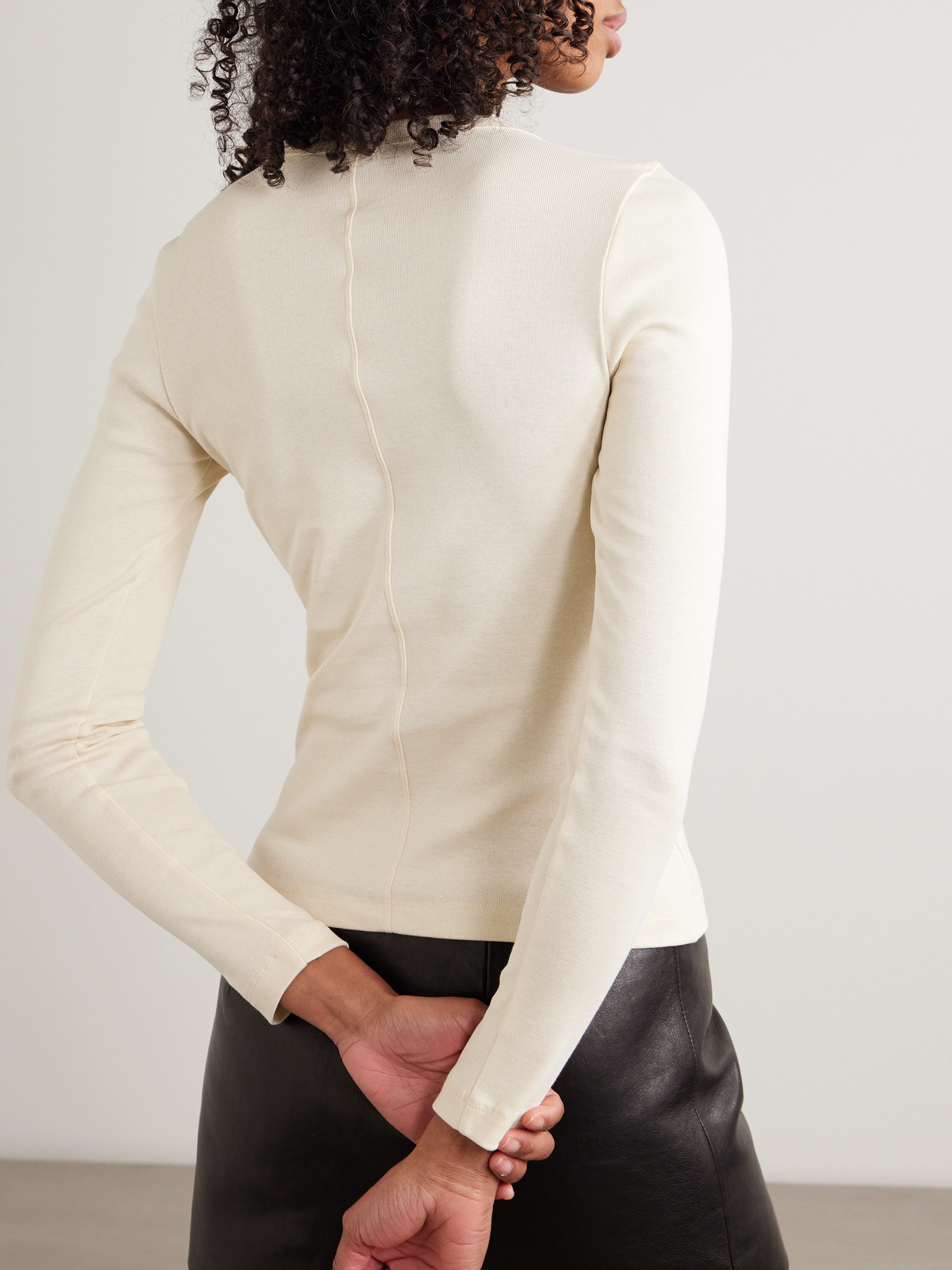 Jess Ribbed Organic Cotton-Jersey Henley Top