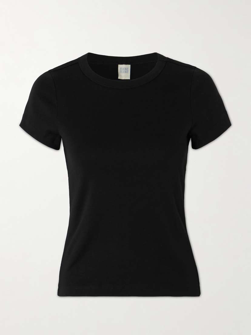 FLORE FLORE Car Baby Tee Ribbed Organic Cotton-jersey T-shirt