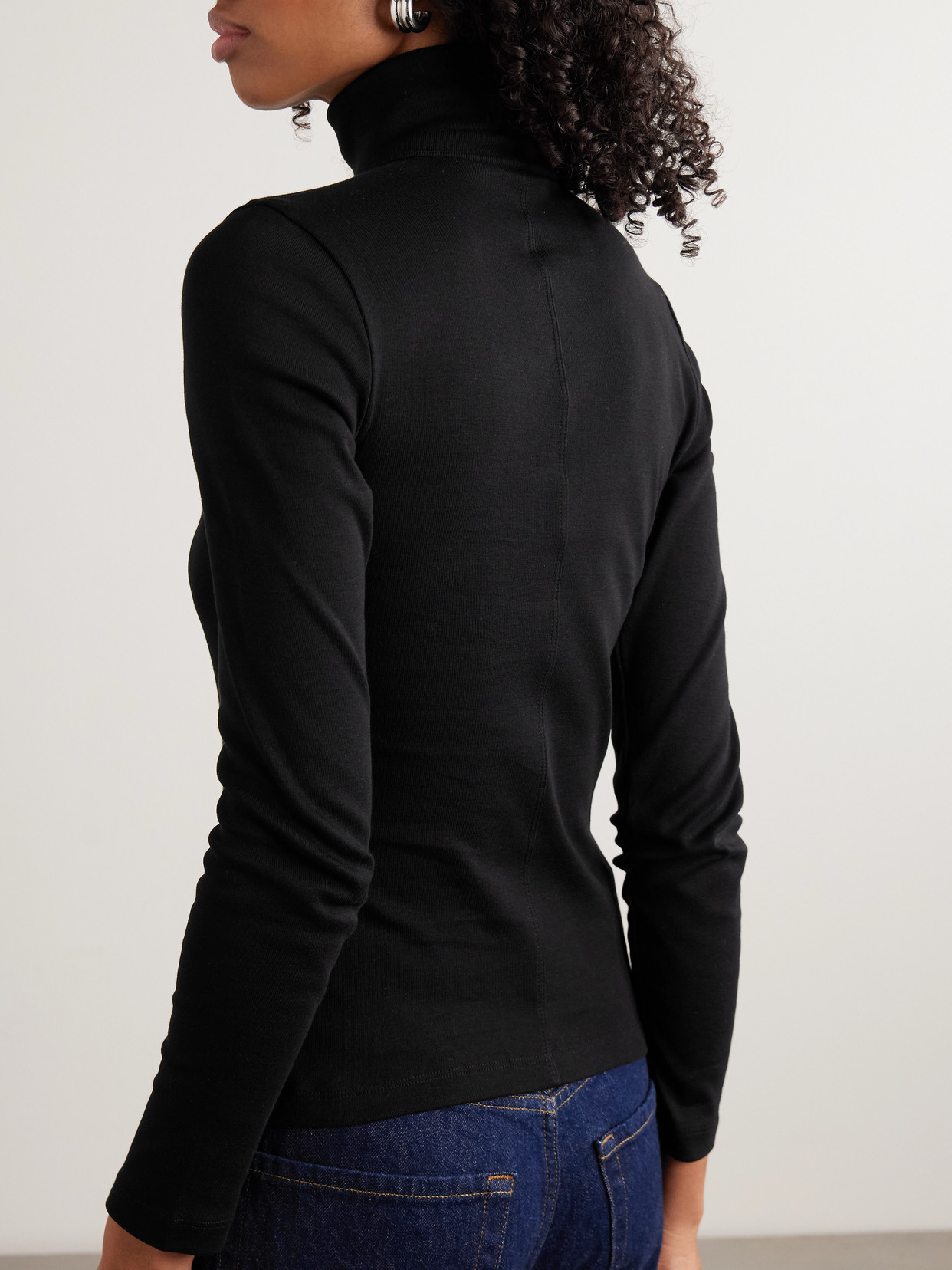 Dinah Ribbed Organic Cotton-Jersey Turtleneck Top