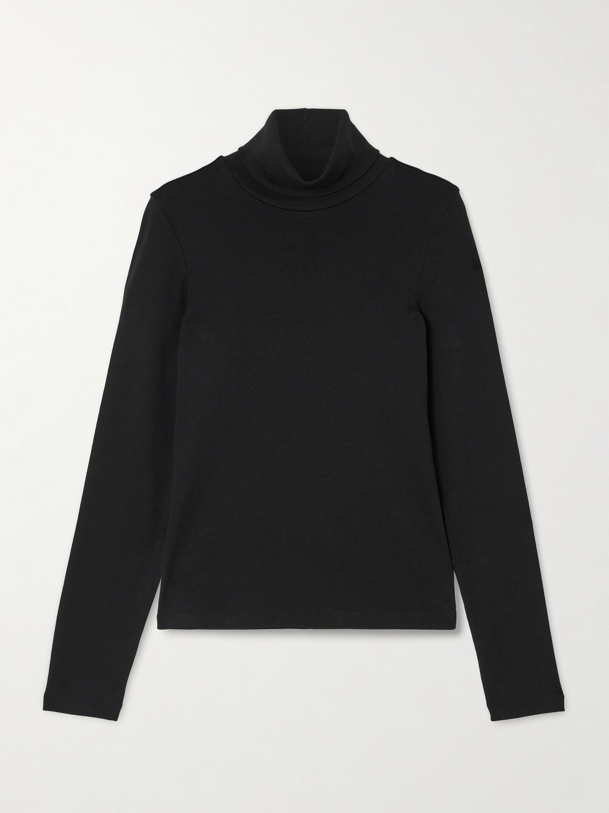 Flore Flore Dinah Ribbed Organic Cotton-jersey Turtleneck Top In Black