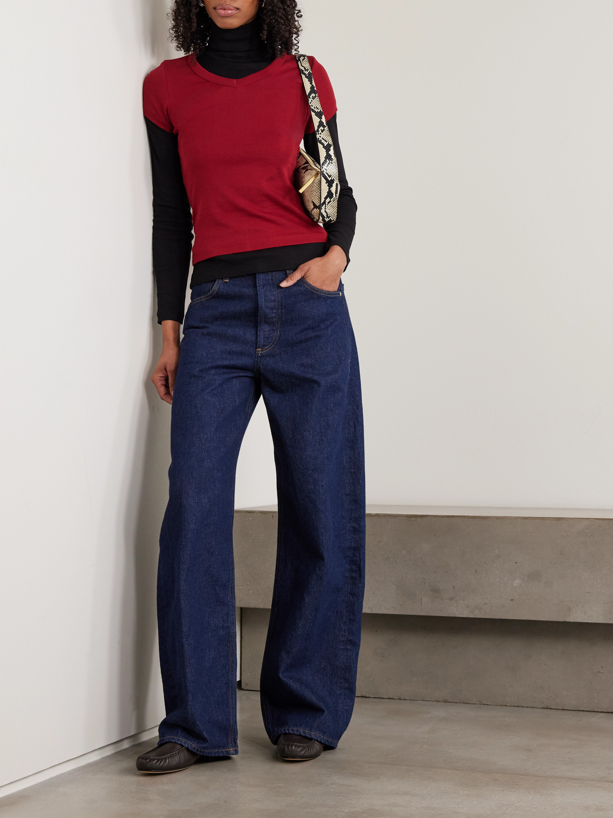 FLORE FLORE Dinah ribbed organic cotton-jersey turtleneck top