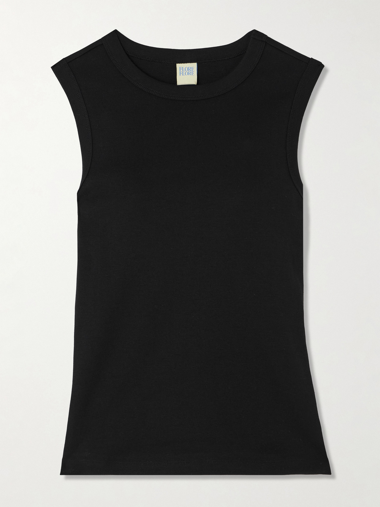 Flore Flore Esmé Ribbed Organic Cotton-jersey Tank In Black