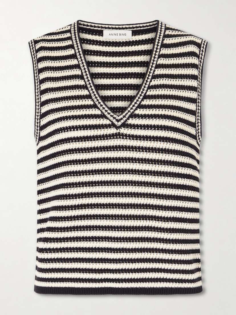 Anine Bing Lowen Striped Cotton-blend Sweater Vest