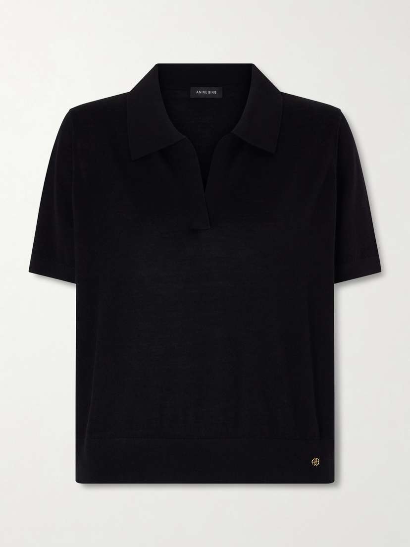 Anine Bing Merino Wool And Cashmere-blend Polo Shirt